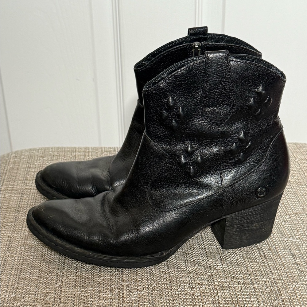 Born | Black Leather Ankle Boots | 9